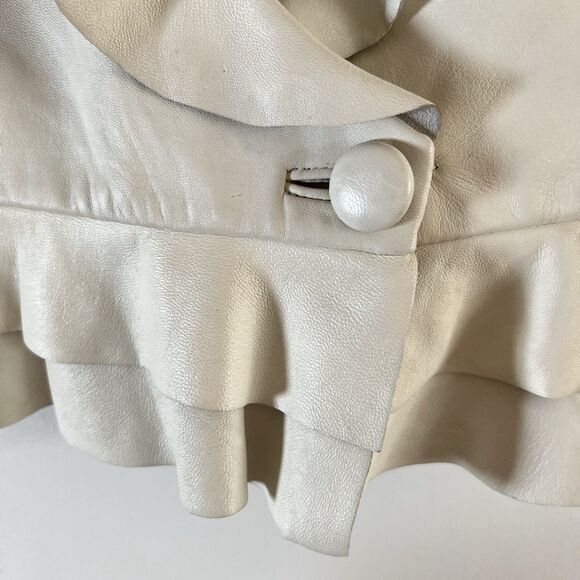Arden B. white Lamb leather short sleeve crop jacket size M Soft - Picture 4 of 8
